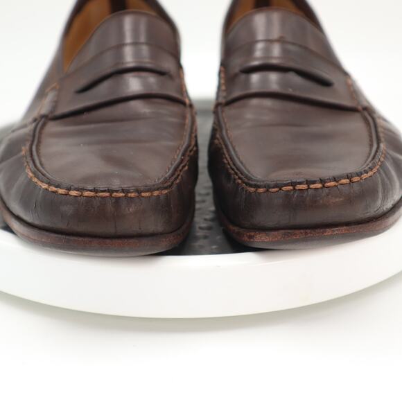 Santoni Mens Size 13 B Brown Leather Penny Loafers Made In Italy Vibram Sole main image 7